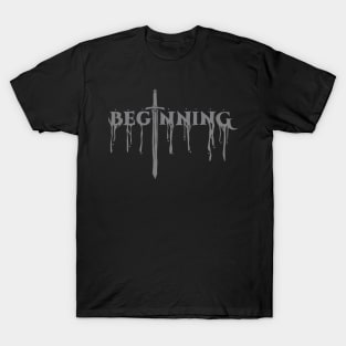 The Beginning After The End Grey Melted Text Typography T-Shirt